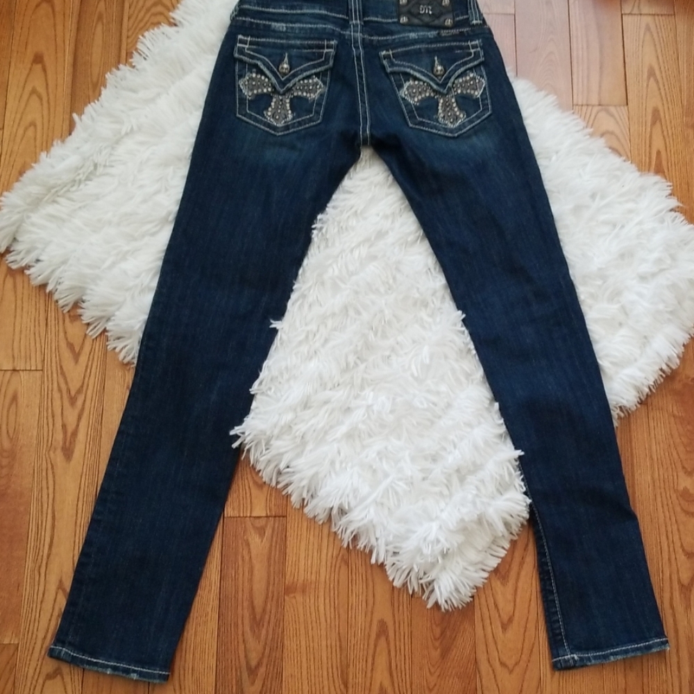 Miss Me Blue Wash Bling Pocket Skinny Jean - Picture 5 of 8